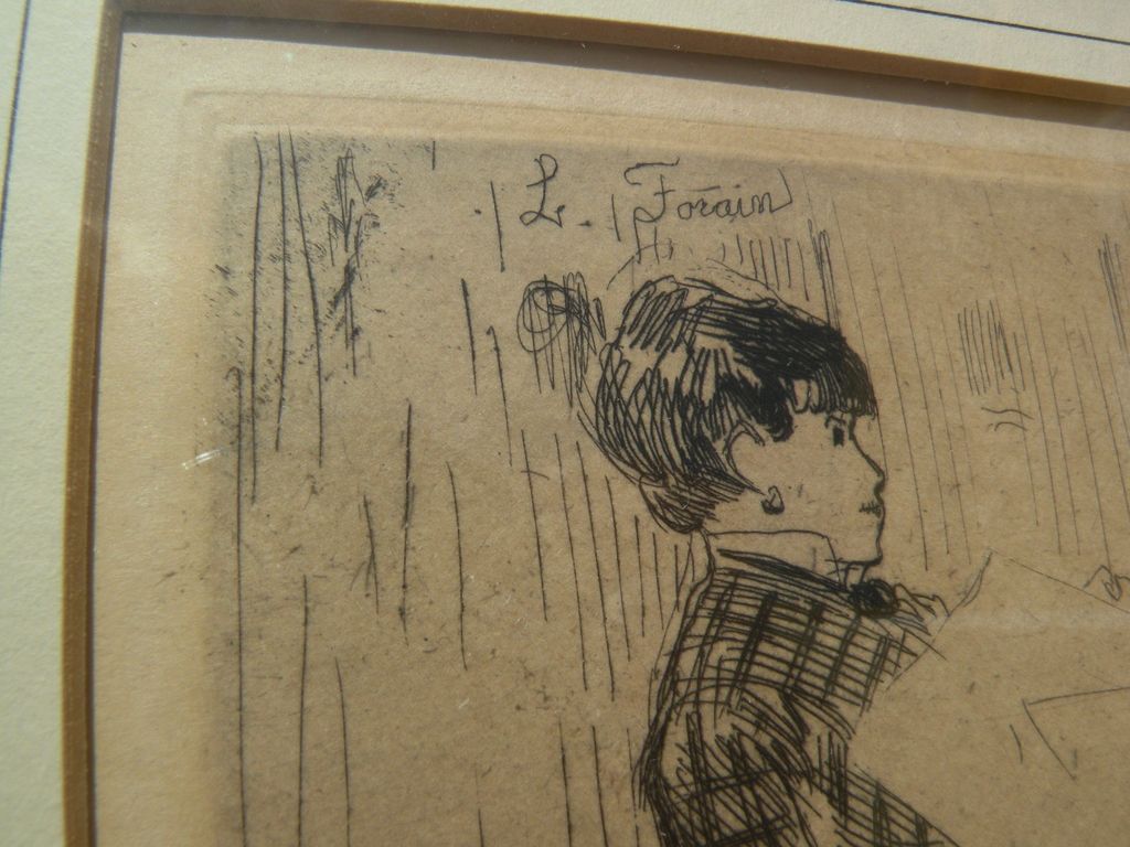 JEAN-LOUIS FORAIN (1852-1931) plate signed etching "Le Bouquet" by well known French impressionist artist JEAN-LOUIS FORAIN (1852-1931) plate signed etching "Le Bouquet" by well known French impressionist artist