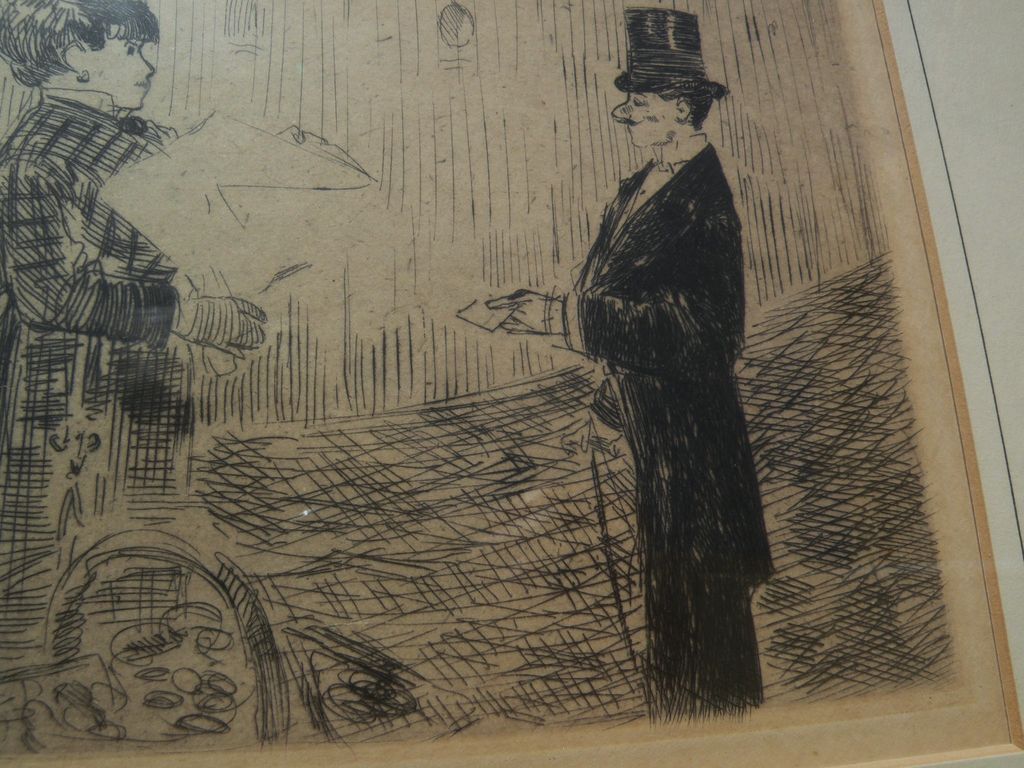 JEAN-LOUIS FORAIN (1852-1931) plate signed etching "Le Bouquet" by well known French impressionist artist JEAN-LOUIS FORAIN (1852-1931) plate signed etching "Le Bouquet" by well known French impressionist artist