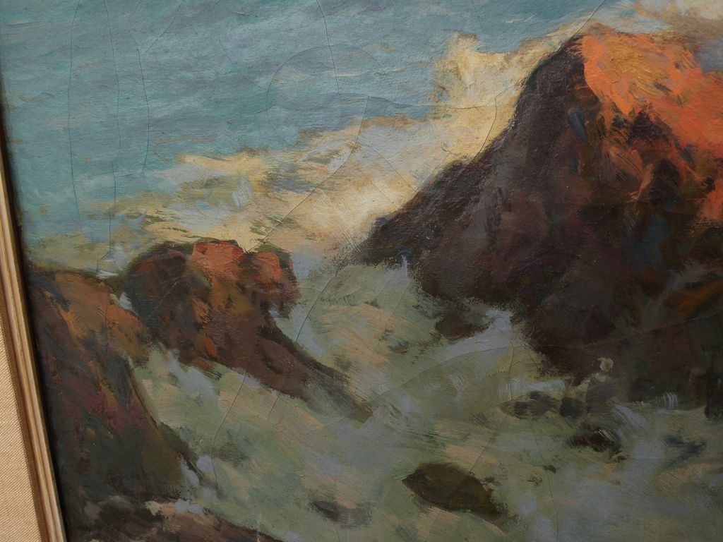 HENRY L. RICHTER (1870-1960) California plein air impressionist art oil painting "Surf" HENRY L. RICHTER (1870-1960) California plein air impressionist art oil painting "Surf"
