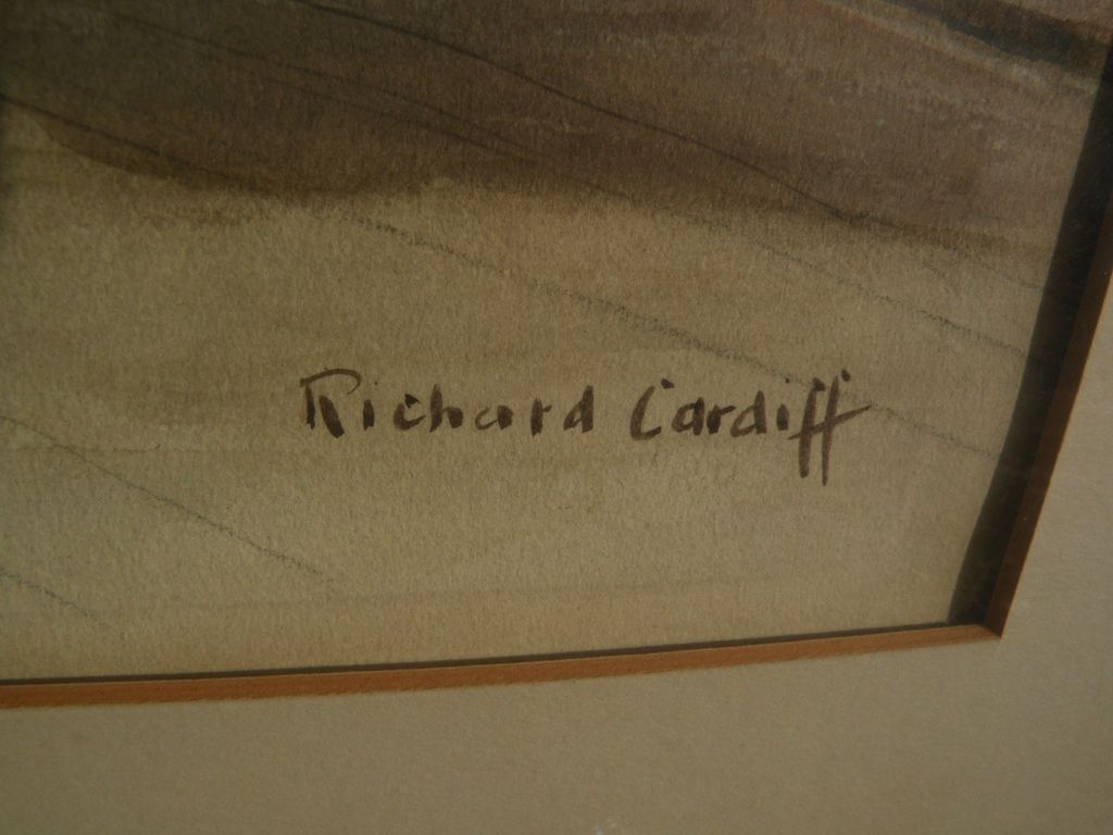 RICHARD CARDIFF (mid 20th century American) fine watercolor drawing of old New York "El" station by noted pulp illustrator artist RICHARD CARDIFF (mid 20th century American) fine watercolor drawing of old New York "El" station by noted pulp illustrator artist