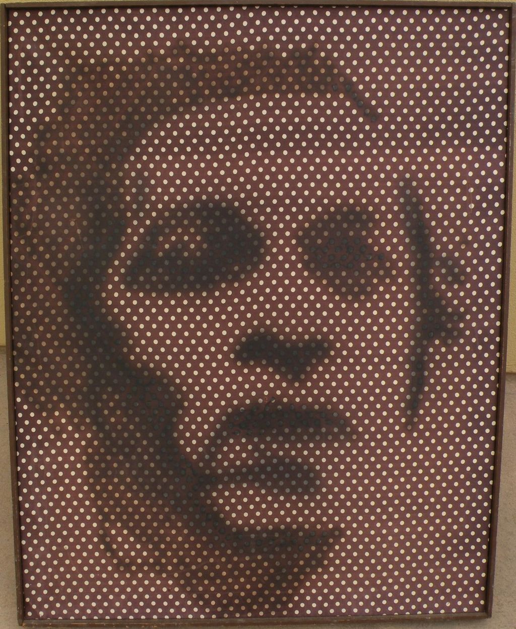 American 1960's pop art painting on silk style of Shepard Fairey signed American 1960's pop art painting on silk style of Shepard Fairey signed
