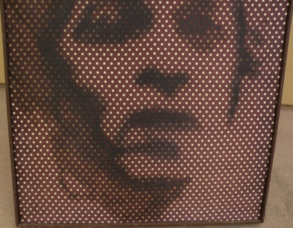 American 1960's pop art painting on silk style of Shepard Fairey signed American 1960's pop art painting on silk style of Shepard Fairey signed