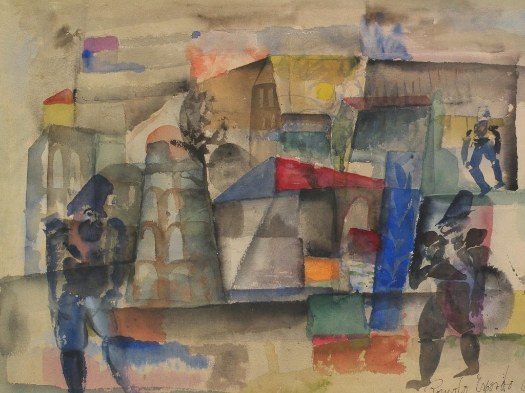 ROMOLO ESPOSITO (1913-1991) Swiss art modernist watercolor painting ROMOLO ESPOSITO (1913-1991) Swiss art modernist watercolor painting