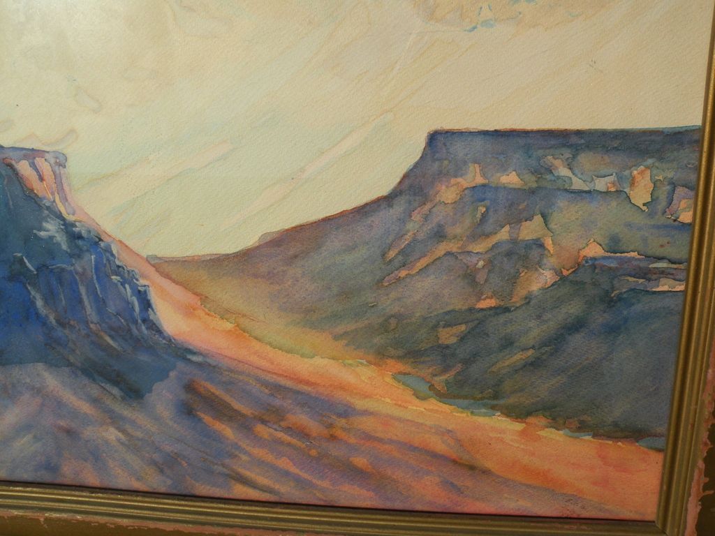 Southwest art signed 1930's watercolor painting of buttes and mesas Southwest art signed 1930's watercolor painting of buttes and mesas