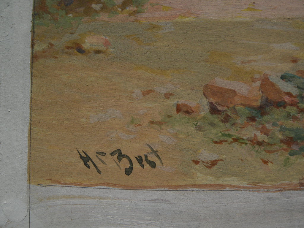 Neapolitan view by H C BEST (1863-1936) well listed California art Italian gouache painting Neapolitan view by H C BEST (1863-1936) well listed California art Italian gouache painting