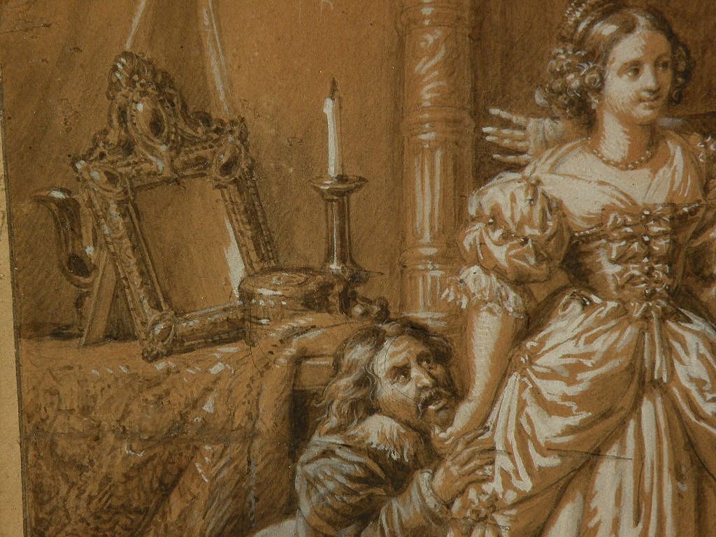 PIERRE NOLASQUE BERGERET (1782-1863) French historical art pencil gouache painting PIERRE NOLASQUE BERGERET (1782-1863) French historical art pencil gouache painting