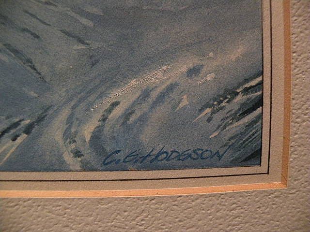 Aviation art PAIR of gouache paintings Lockheed jet and submarine rocket by noted aviation artist C. G. Hodgson Aviation art PAIR of gouache paintings Lockheed jet and submarine rocket by noted aviation artist C. G. Hodgson