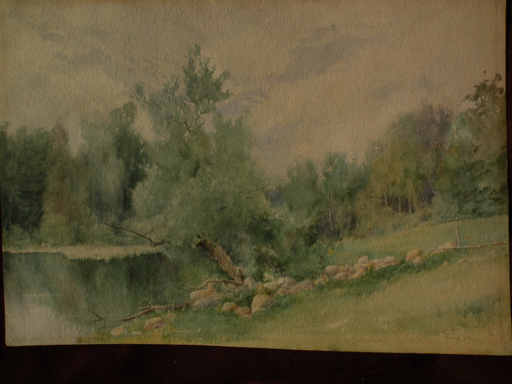 BYRON ALBEE listed Boston artist American 19th century watercolor landscape painting BYRON ALBEE listed Boston artist American 19th century watercolor landscape painting