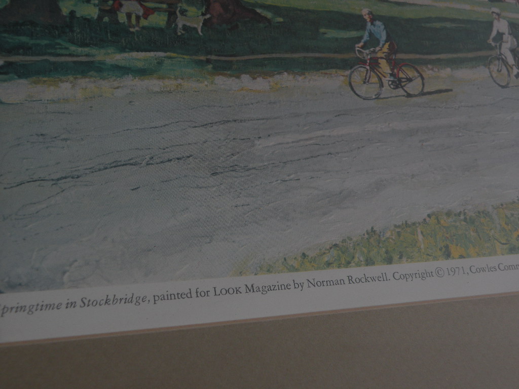 NORMAN ROCKWELL 1971 hand signed poster print "Springtime in Stockbridge" NORMAN ROCKWELL 1971 hand signed poster print "Springtime in Stockbridge"