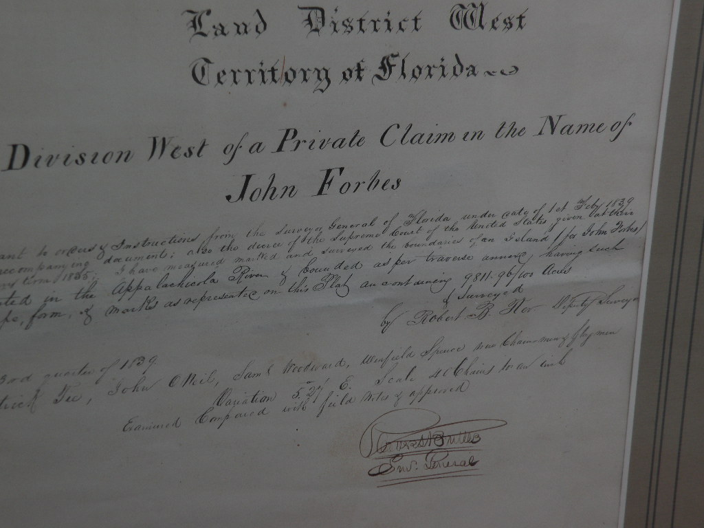 Scarce Floridiana: hand drawn circa 1840 surveying map of island in Apalachicola River Scarce Floridiana: hand drawn circa 1840 surveying map of island in Apalachicola River