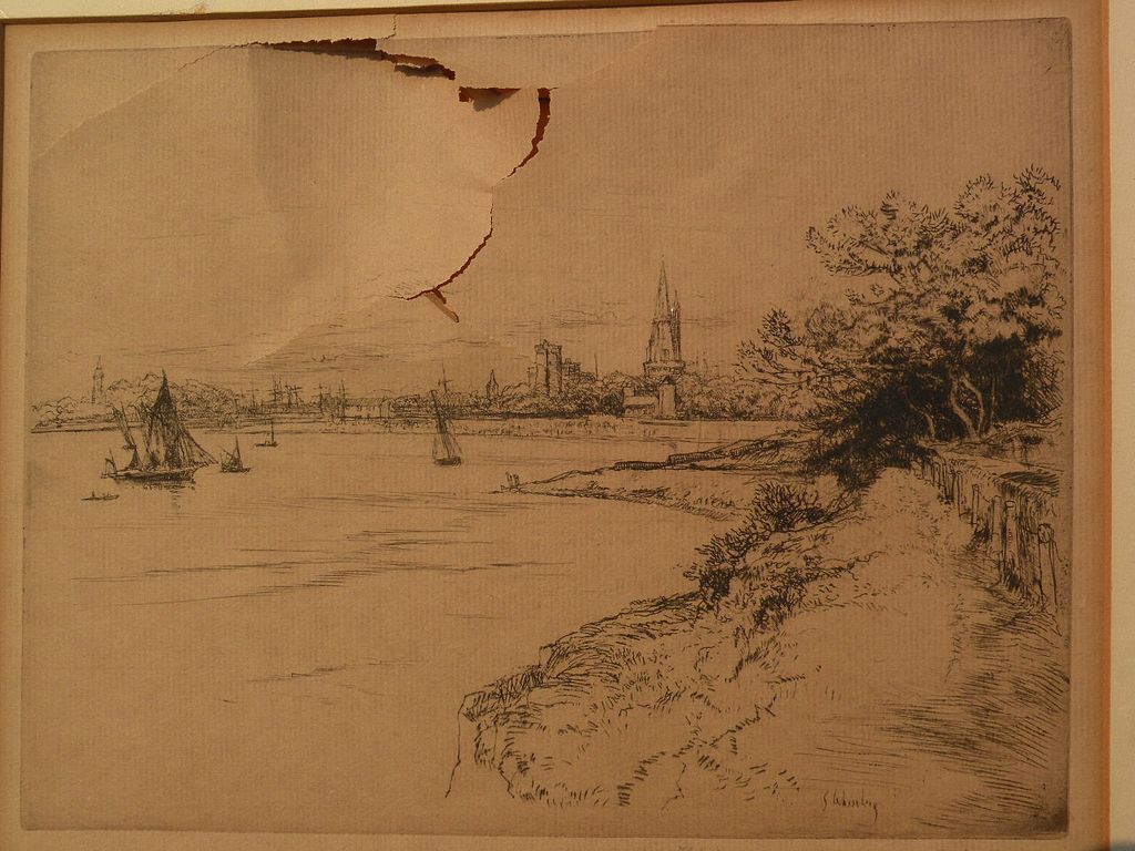 GUSTAVE LEHEUTRE (1861-1932) French etching DAMAGED original drypoint print of Brittany GUSTAVE LEHEUTRE (1861-1932) French etching DAMAGED original drypoint print of Brittany