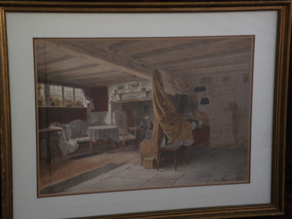 WALTER TOMLINSON 19th century English Victorian art superb large watercolor painting of Ann Hathaway's Cottage WALTER TOMLINSON 19th century English Victorian art superb large watercolor painting of Ann Hathaway's Cottage