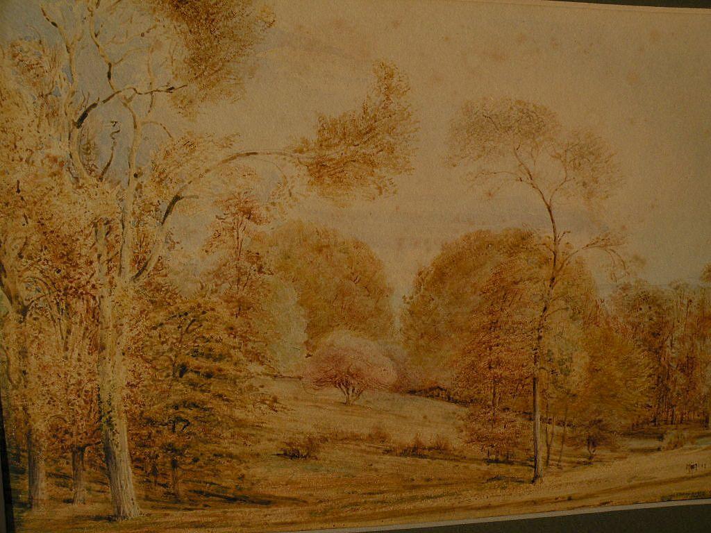 English pastoral signed 1830 watercolor cattle and trees in a rural landscape English pastoral signed 1830 watercolor cattle and trees in a rural landscape