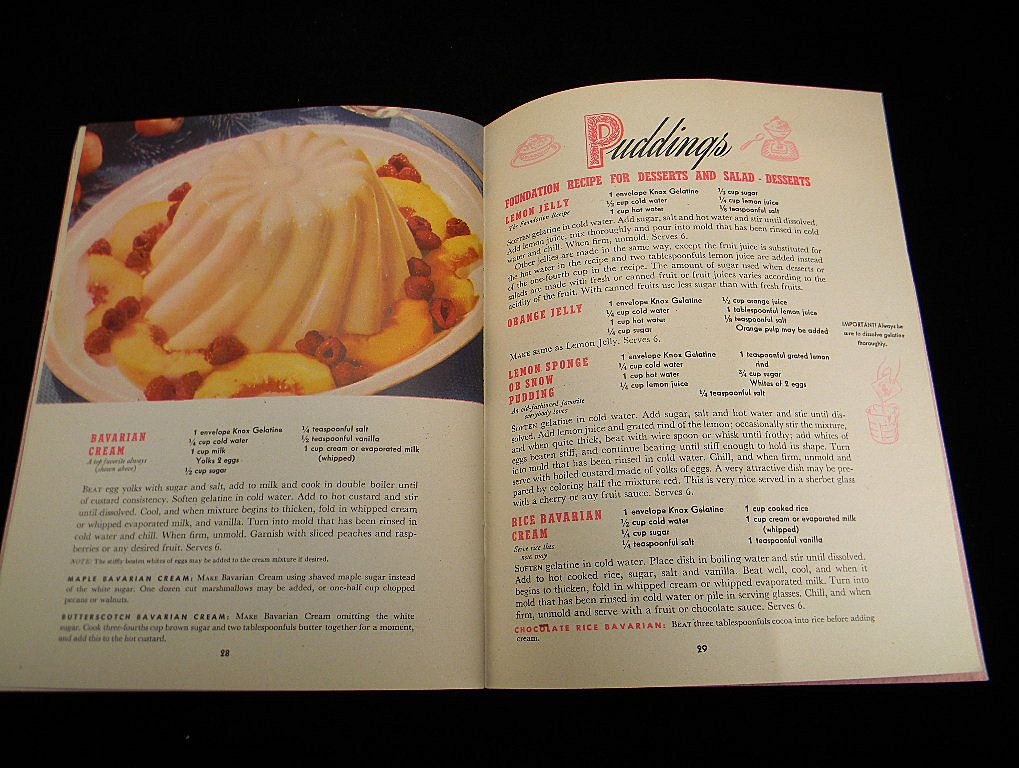 Vintage 1943 Knox Gelatine Salads Desserts Pies & Candies Cook Book Vintage 1943 Knox Gelatine Salads Desserts Pies & Candies Cook Book
