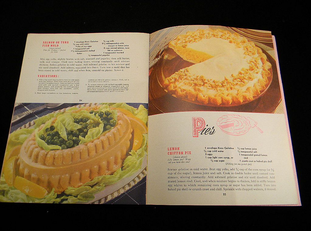 Vintage 1943 Knox Gelatine Salads Desserts Pies & Candies Cook Book Vintage 1943 Knox Gelatine Salads Desserts Pies & Candies Cook Book