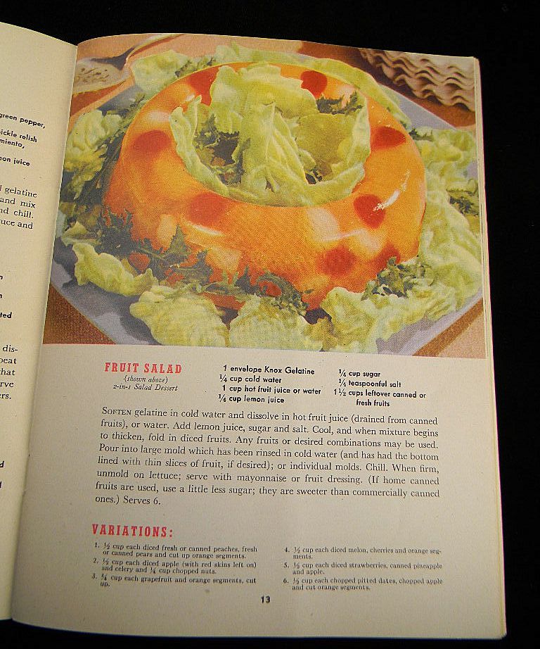 Vintage 1943 Knox Gelatine Salads Desserts Pies & Candies Cook Book Vintage 1943 Knox Gelatine Salads Desserts Pies & Candies Cook Book