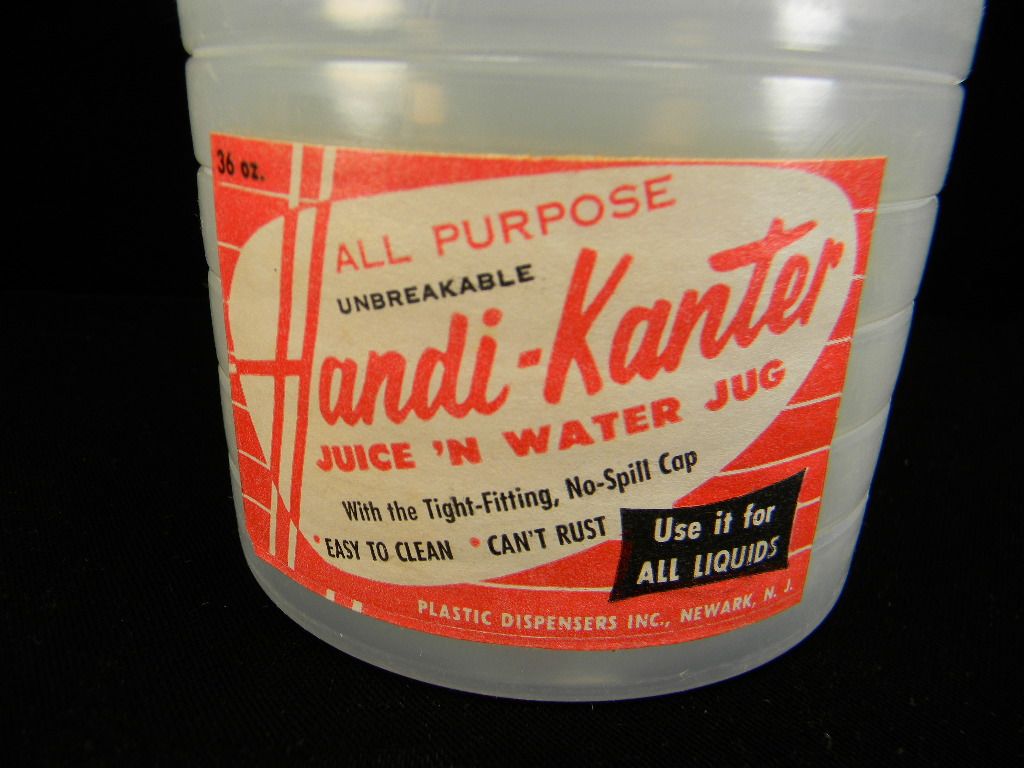 Vintage 1950's - 1960's Handi-Kanter Juice 'n Water Jug with Original Label Vintage 1950's - 1960's Handi-Kanter Juice 'n Water Jug with Original Label