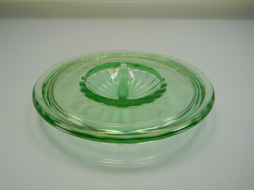 Vintage Green Depression Glass Lid Vintage Green Depression Glass Lid