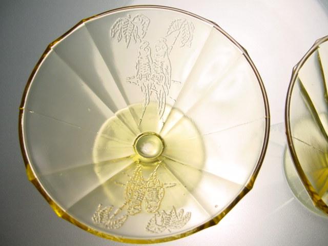 Two Amber "Parrot" Sylvan Sherbets by Federal Glass Company Two Amber "Parrot" Sylvan Sherbets by Federal Glass Company