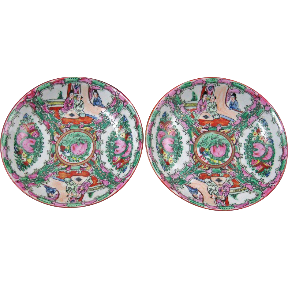 Vintage Chinese Rose Medallion Bowls Set Of 2 From Jelitaarts On Ruby Lane