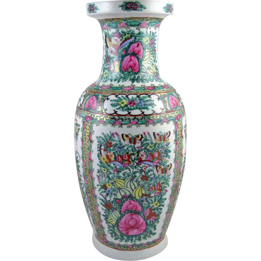 Vintage Chinese Rose Canton Vase from jelitaarts on Ruby Lane