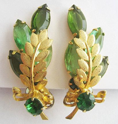 Peridot Green Rhinestone Navette & Leaf Juliana Earrings Peridot Green Rhinestone Navette & Leaf Juliana Earrings