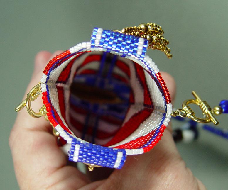 "USA Flag Boot" Hand-beaded Bag Pendant "USA Flag Boot" Hand-beaded Bag Pendant