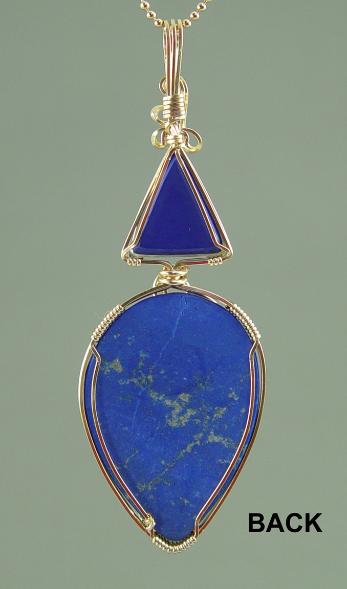 "Happy Blues" Lapis and Rutilated Quartz Wire-Wrapped Pendant "Happy Blues" Lapis and Rutilated Quartz Wire-Wrapped Pendant