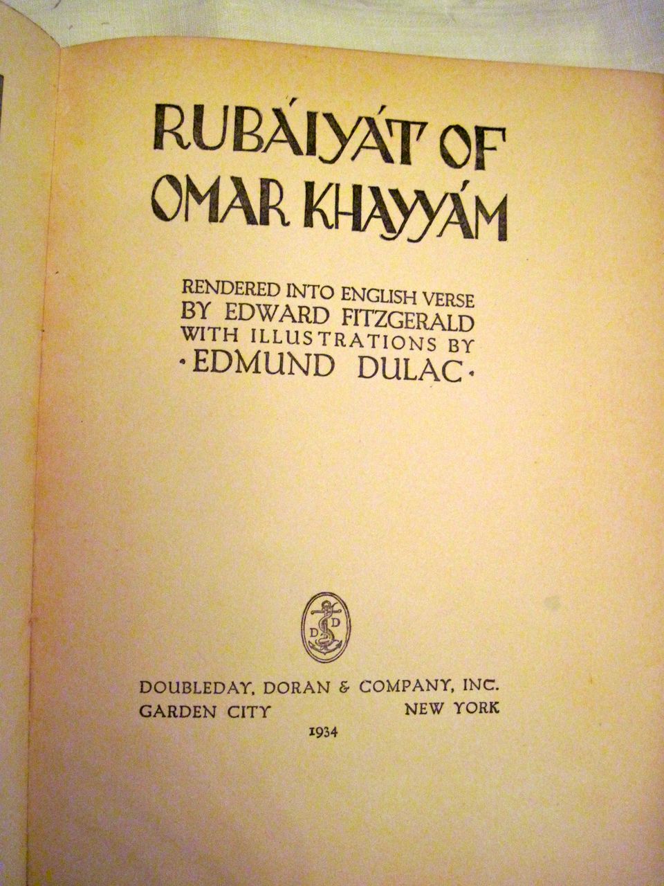 Rubaiyat of Omar Khayyam, Illustrated by Edmund Dulac, 1934, Dust jacket Rubaiyat of Omar Khayyam, Illustrated by Edmund Dulac, 1934, Dust jacket