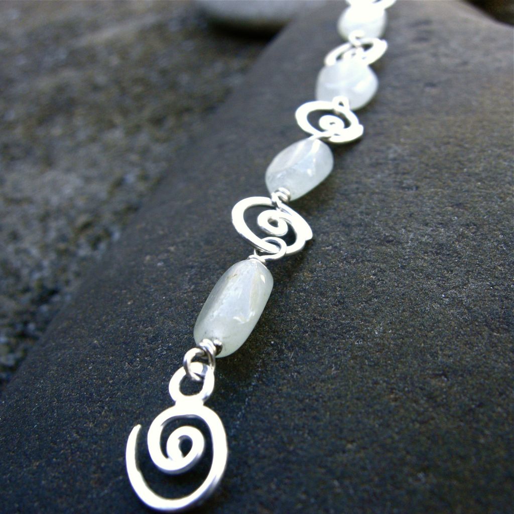 SEA And MOON Natural green Amethyst and Argentium Silver Swirl Bracelet and earring Set SEA And MOON Natural green Amethyst and Argentium Silver Swirl Bracelet and earring Set