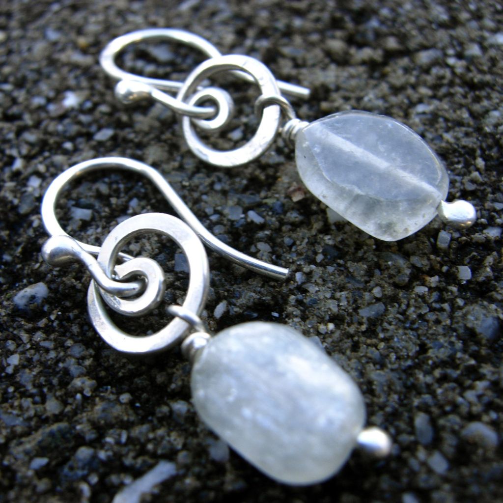 SEA And MOON Natural green Amethyst and Argentium Silver Swirl Bracelet and earring Set SEA And MOON Natural green Amethyst and Argentium Silver Swirl Bracelet and earring Set
