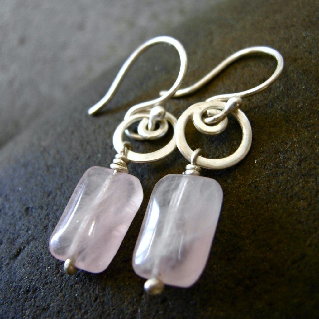 BLUSH SWIRL Rose Quartz And Argentium Silver Swirl Bracelet and Earring Set BLUSH SWIRL Rose Quartz And Argentium Silver Swirl Bracelet and Earring Set