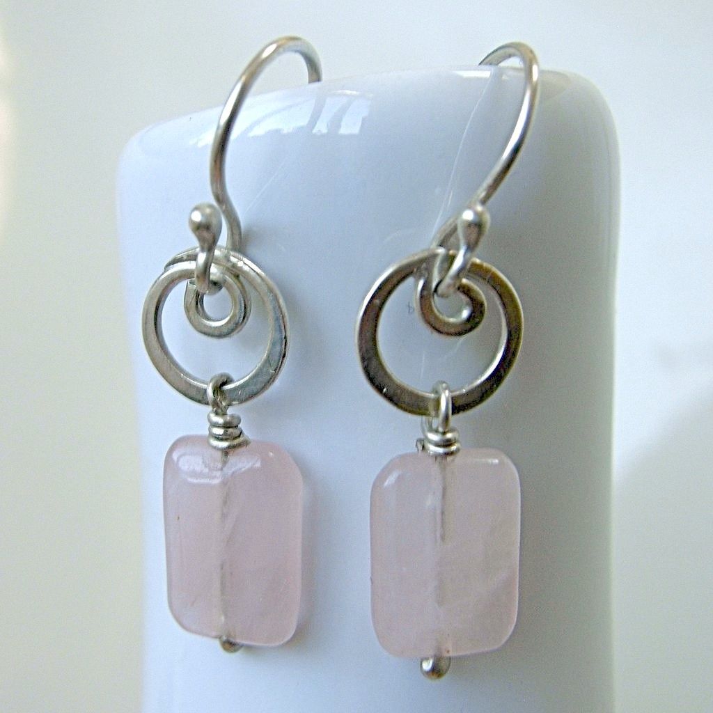 BLUSH SWIRL Rose Quartz And Argentium Silver Swirl Bracelet and Earring Set BLUSH SWIRL Rose Quartz And Argentium Silver Swirl Bracelet and Earring Set