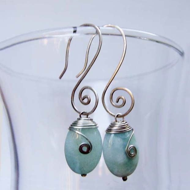 MEANDER Aquamarine and Sterling Silver Earring MEANDER Aquamarine and Sterling Silver Earring