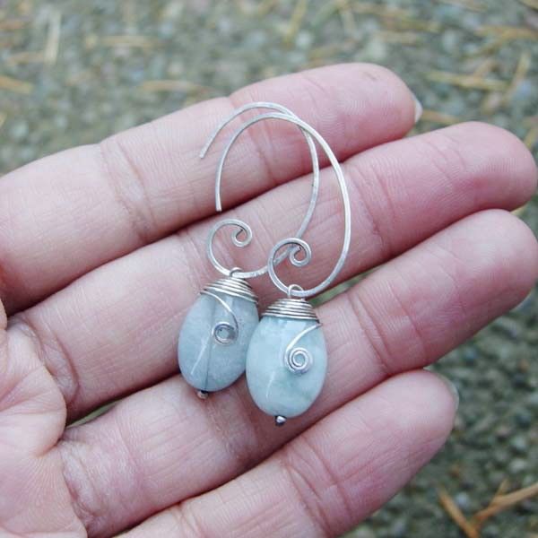 MEANDER Aquamarine and Sterling Silver Earring MEANDER Aquamarine and Sterling Silver Earring