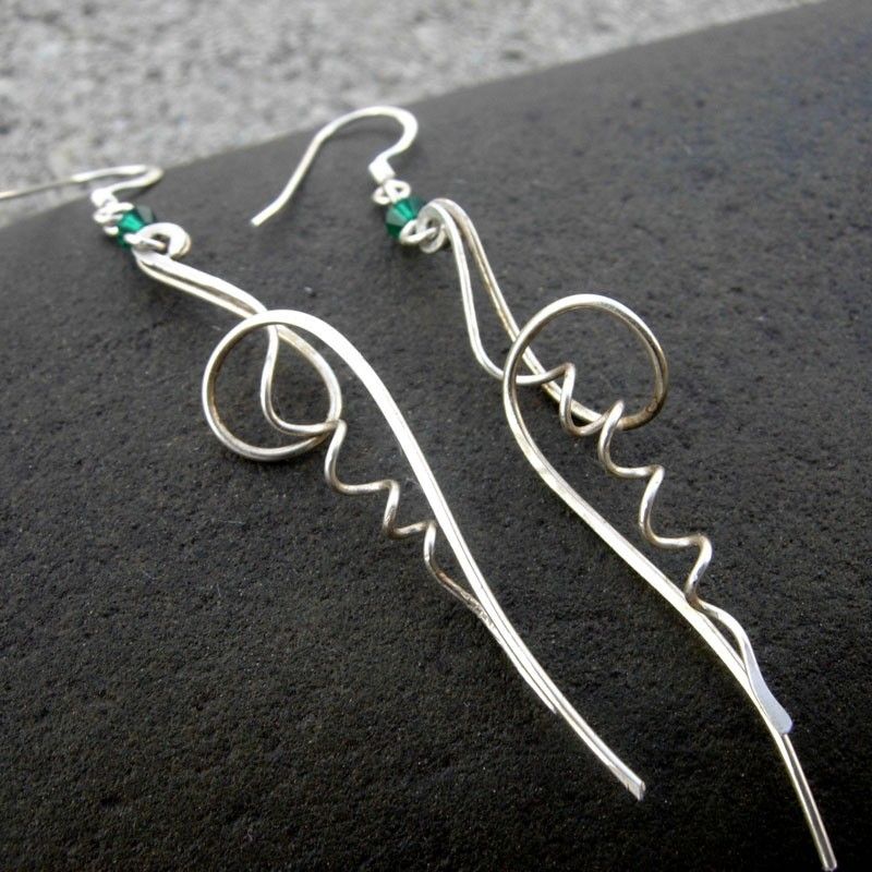 EVERGREEN TENDRIL Argentium Sterling Silver n Swarovski Crystal Earring EVERGREEN TENDRIL Argentium Sterling Silver n Swarovski Crystal Earring