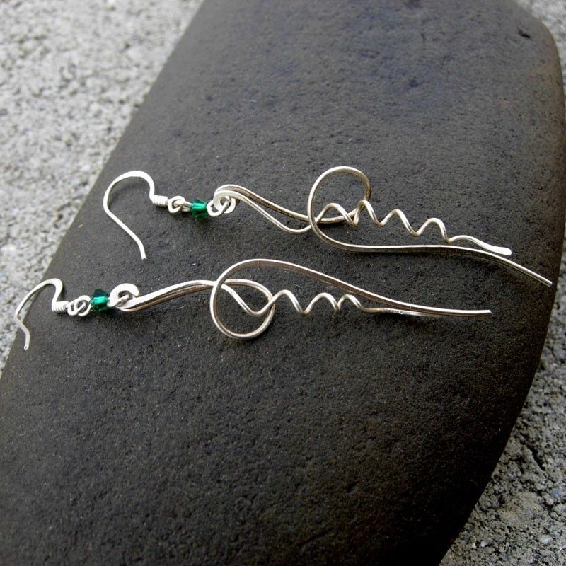 EVERGREEN TENDRIL Argentium Sterling Silver n Swarovski Crystal Earring EVERGREEN TENDRIL Argentium Sterling Silver n Swarovski Crystal Earring