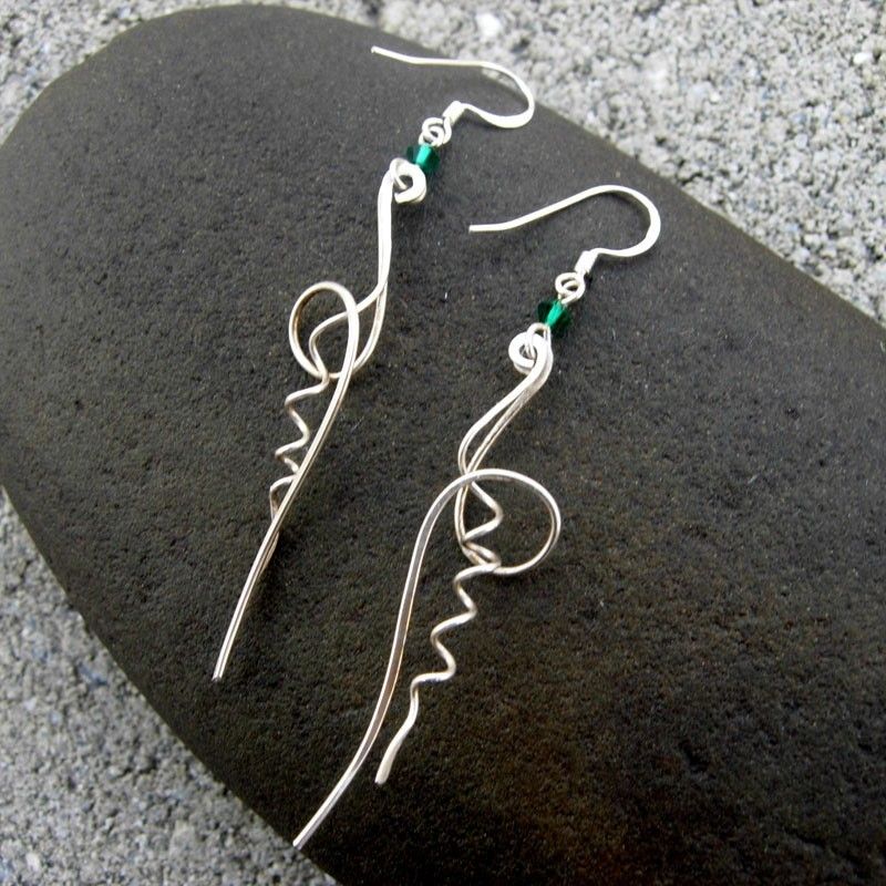 EVERGREEN TENDRIL Argentium Sterling Silver n Swarovski Crystal Earring EVERGREEN TENDRIL Argentium Sterling Silver n Swarovski Crystal Earring