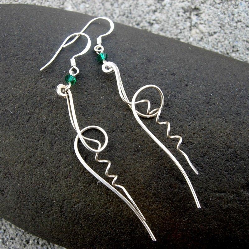 EVERGREEN TENDRIL Argentium Sterling Silver n Swarovski Crystal Earring EVERGREEN TENDRIL Argentium Sterling Silver n Swarovski Crystal Earring