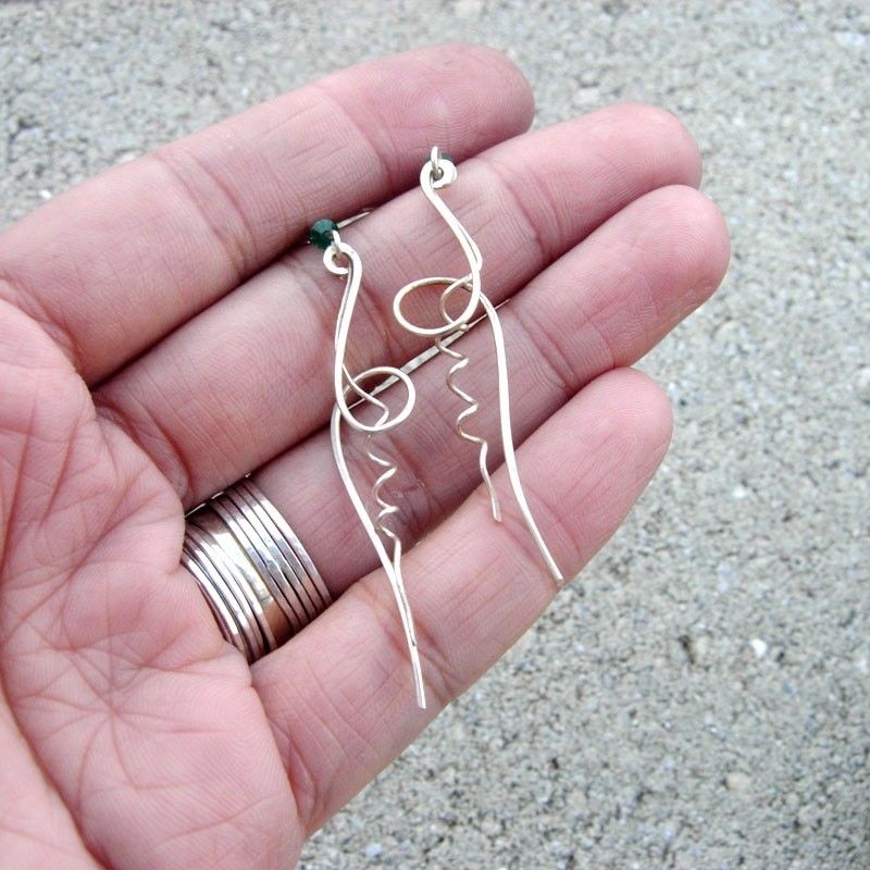 EVERGREEN TENDRIL Argentium Sterling Silver n Swarovski Crystal Earring EVERGREEN TENDRIL Argentium Sterling Silver n Swarovski Crystal Earring