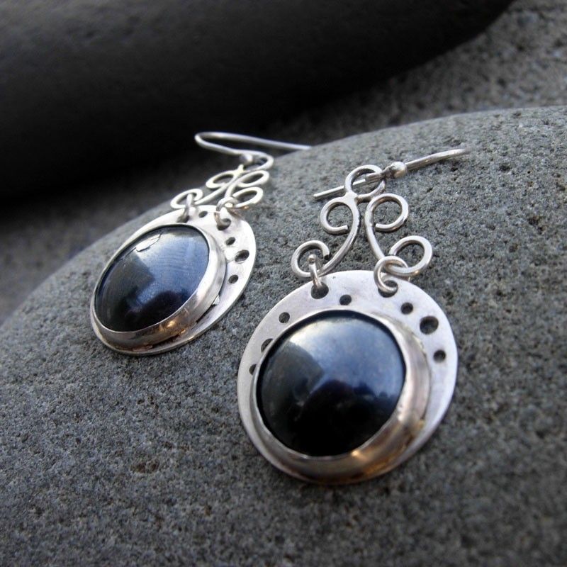 Hematite n Argentium Silver Disc Earring Hematite n Argentium Silver Disc Earring