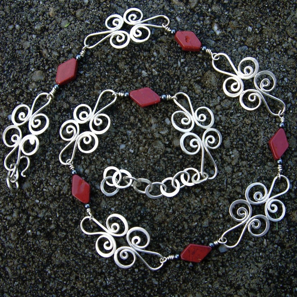 ORIENTAL RED Argentium Silver Jasper n Hematite Earring ORIENTAL RED Argentium Silver Jasper n Hematite Earring