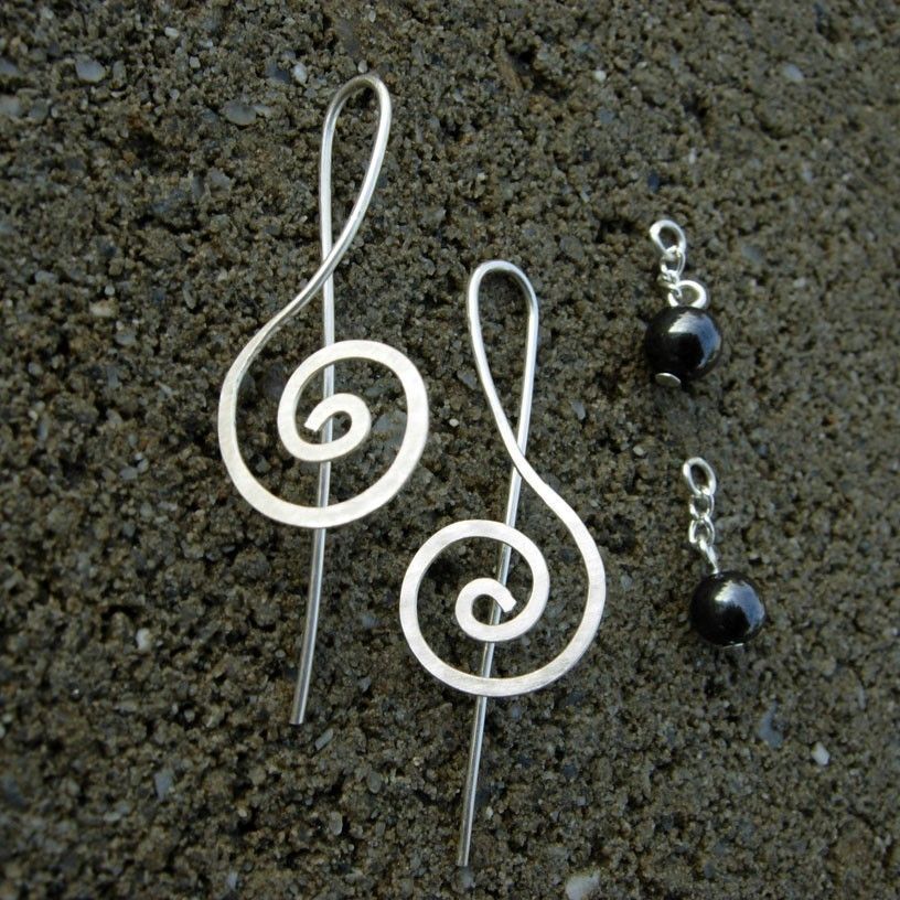 Sterling n Hematite Treble Clef Earring Sterling n Hematite Treble Clef Earring