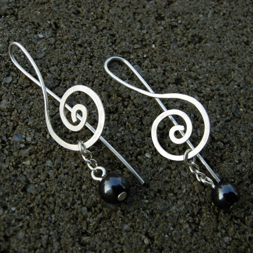 Sterling n Hematite Treble Clef Earring Sterling n Hematite Treble Clef Earring