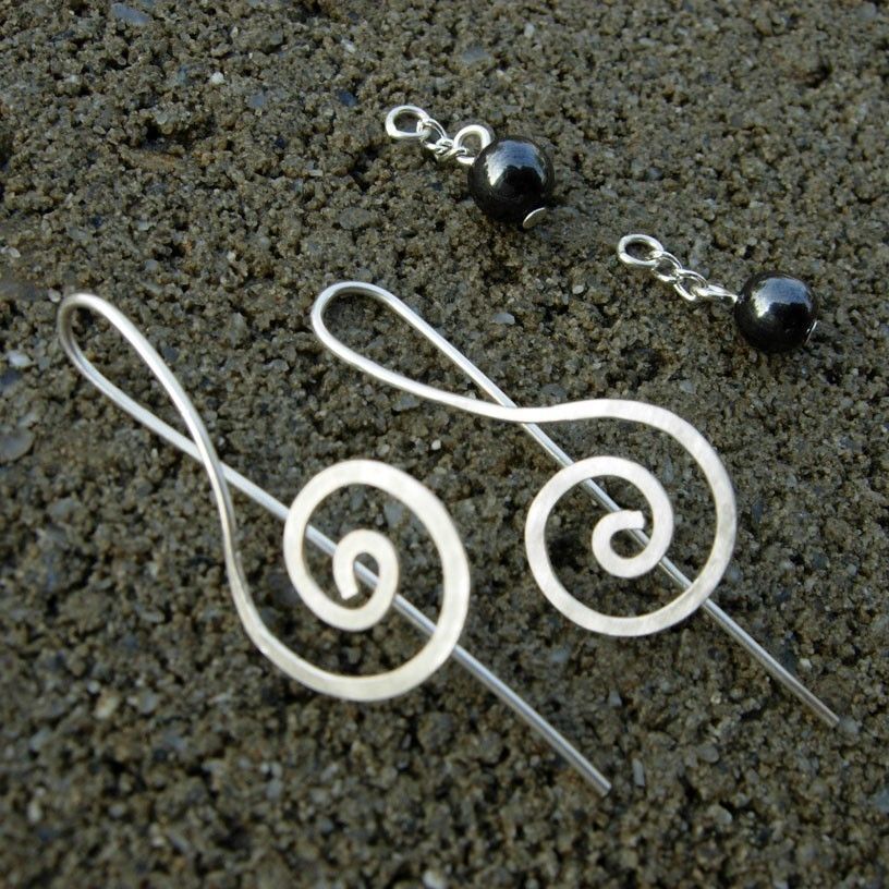 Sterling n Hematite Treble Clef Earring Sterling n Hematite Treble Clef Earring