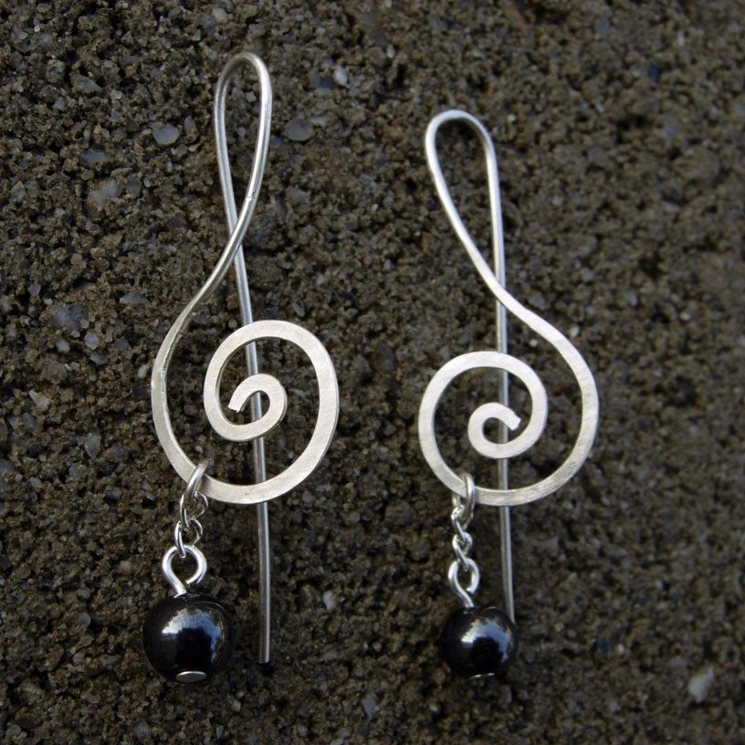 Sterling n Hematite Treble Clef Earring Sterling n Hematite Treble Clef Earring
