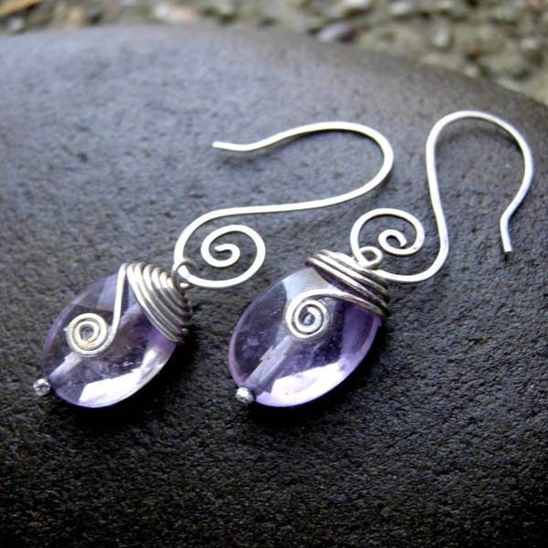 MEANDER Faceted Ametrine Oval Sterling Silver Swirl Hoop earring MEANDER Faceted Ametrine Oval Sterling Silver Swirl Hoop earring