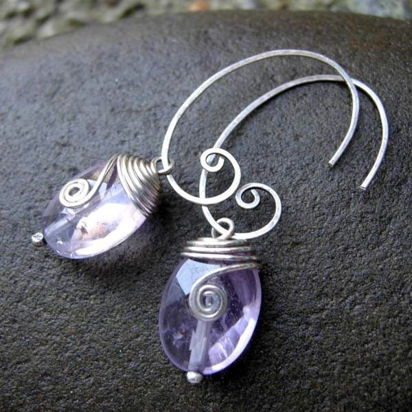 MEANDER Faceted Ametrine Oval Sterling Silver Swirl Hoop earring MEANDER Faceted Ametrine Oval Sterling Silver Swirl Hoop earring