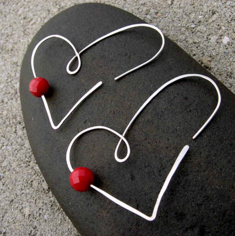 LEAP Heart Red Coral Sterling Silver Hoop Earring LEAP Heart Red Coral Sterling Silver Hoop Earring