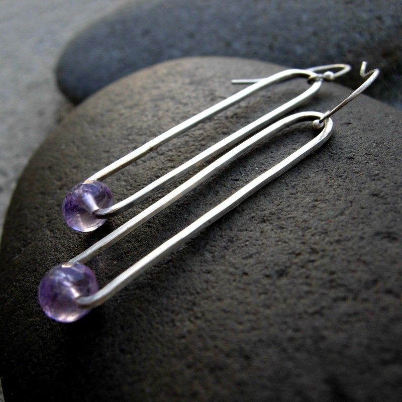 Purple Ametrine Sterling Silver Stretch Oval Dangle Earring Purple Ametrine Sterling Silver Stretch Oval Dangle Earring